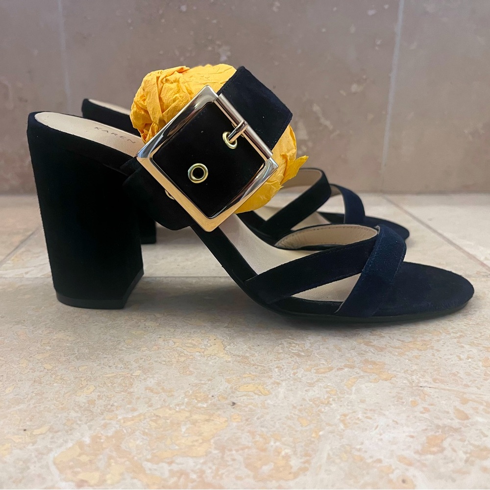 Karen Millen dark navy blue suede heels size 39